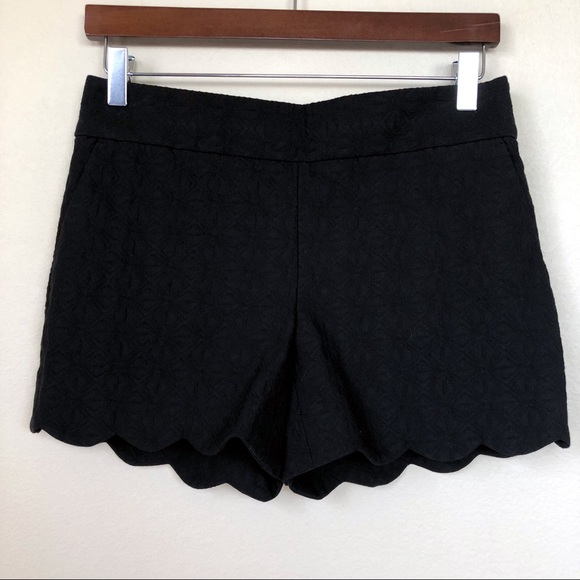 LOFT Pants - Ann Taylor Loft Black Scalloped Textured Short